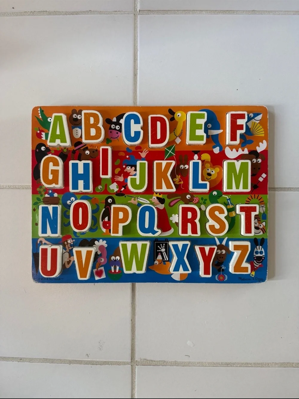 Melissa & Doug rare HTF large wooden block alphabet puzzle